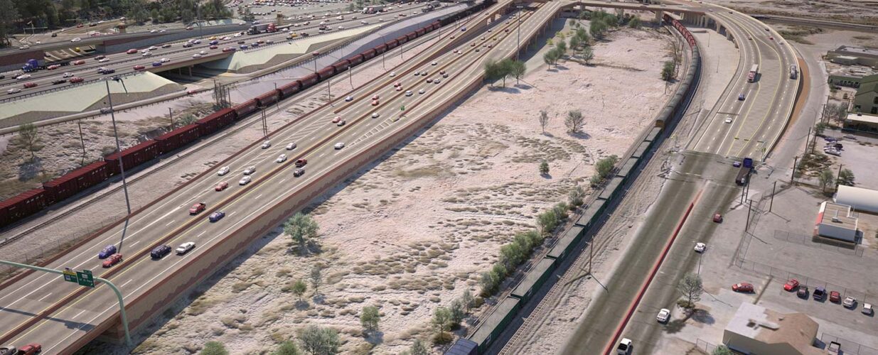 Border West Expressway aerial view of roadway